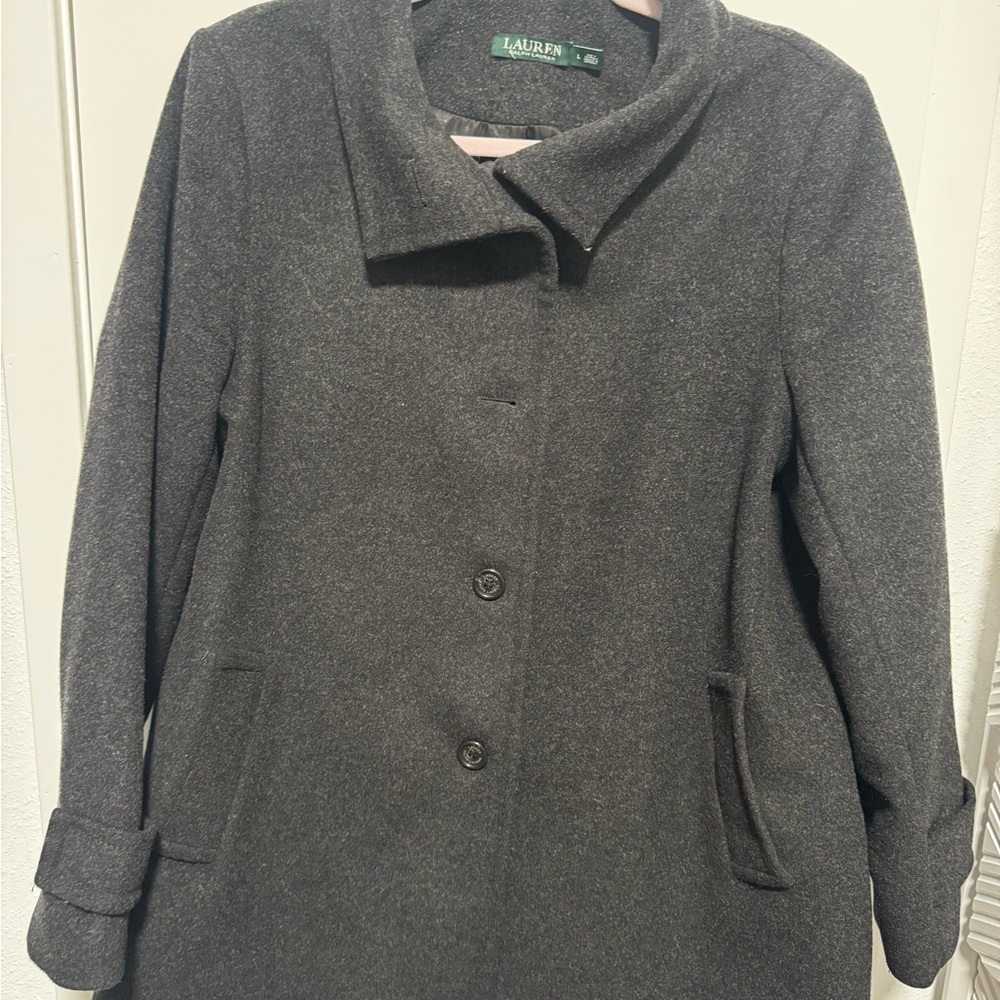 Ralph Lauren Gray Wool-Blend Pea Coat